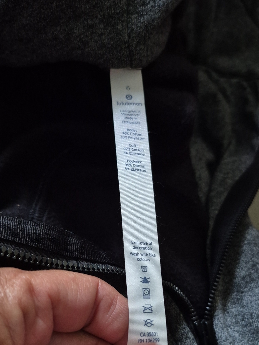 lululemon athletica Heathered Gray Scuba Full-Zip Hooded Jacket Sz.6 - Picture 8 of 8